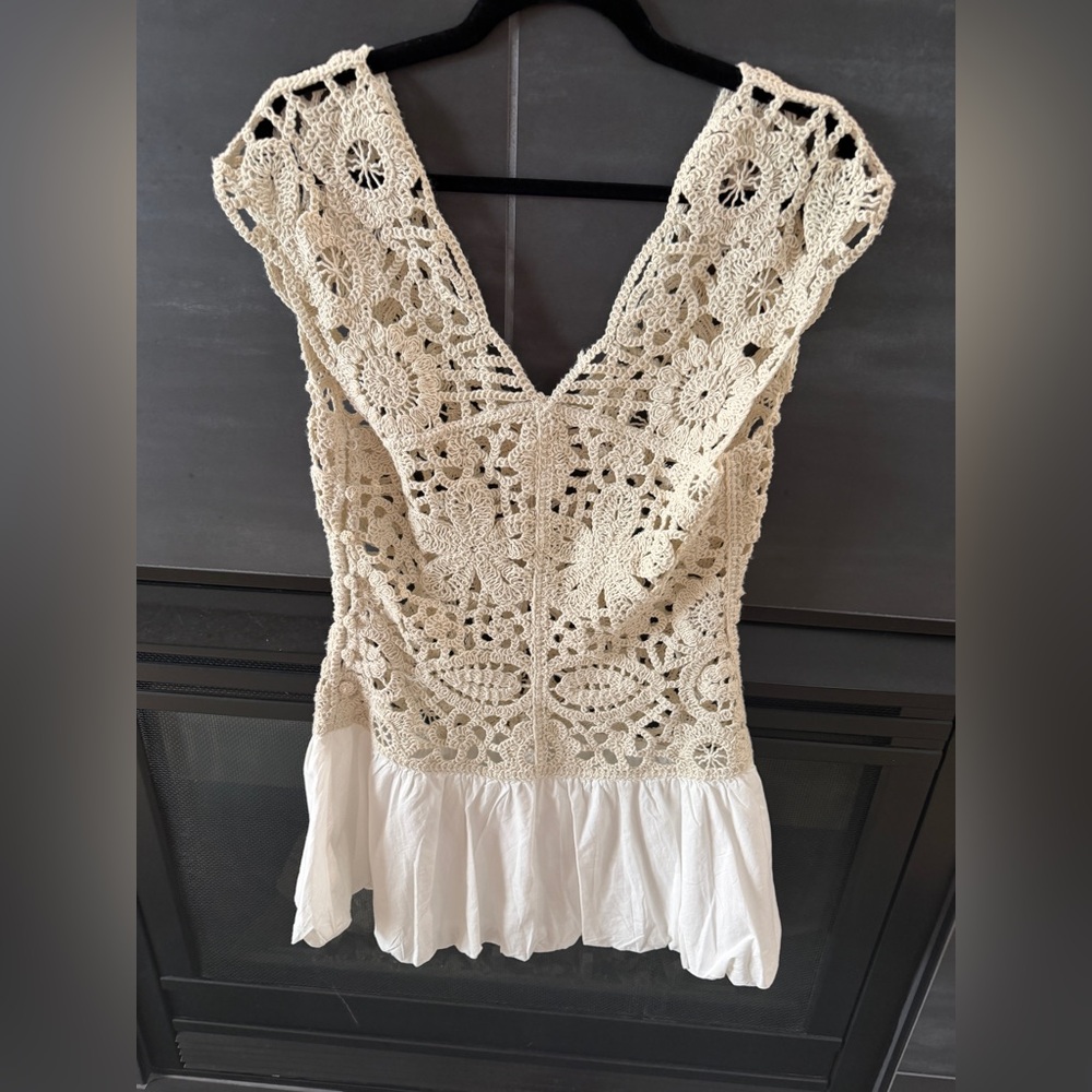 FP Movement by Free People Crochet Lace Mini Dress in Cream